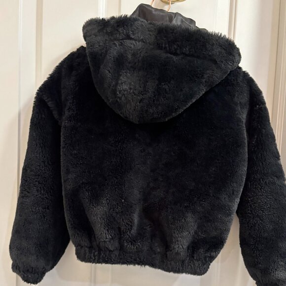 Jou Jou Girls Black Faux Fur Hooded Jacket Size Small (8) - Picture 4 of 10